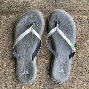 Grey Sanuk Flip Flops